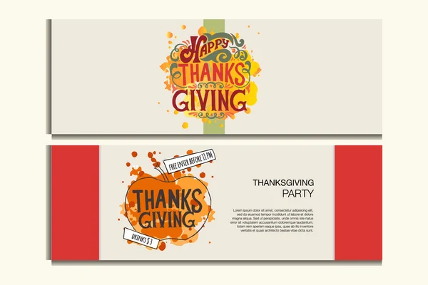 Happy thanksgiving banners with icon, logo/badge — 스톡 벡터