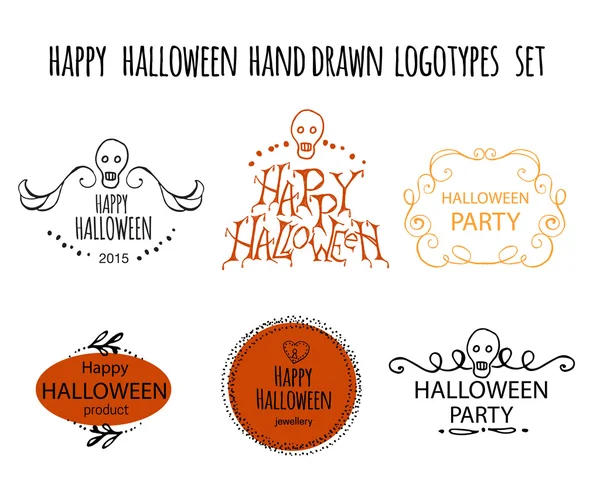 Happy Halloween hand drawn vector logotype set — ストックベクタ