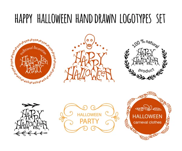 Happy Halloween hand drawn vector logotype set — 图库矢量图片