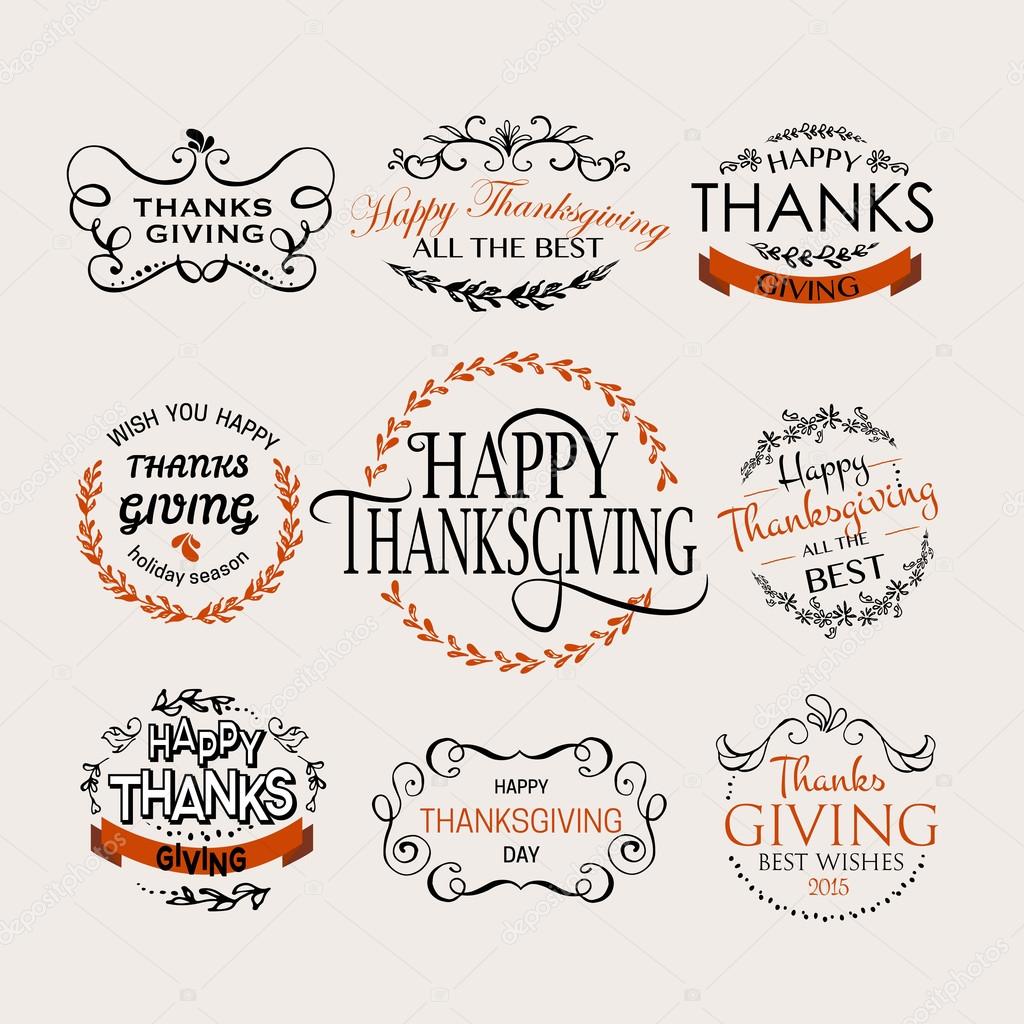 Happy Thanksgiving Day logotype, badge and icon set