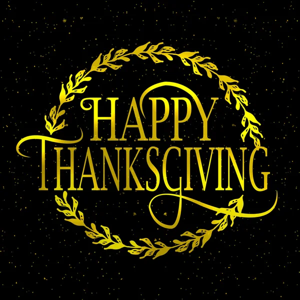 Happy Thanksgiving Day Gold Logo, Abzeichen und Symbol — Stockvektor