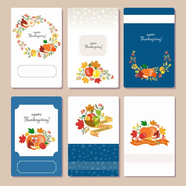 Vector collection of labels and elements for Thanksgiving — Stockvector