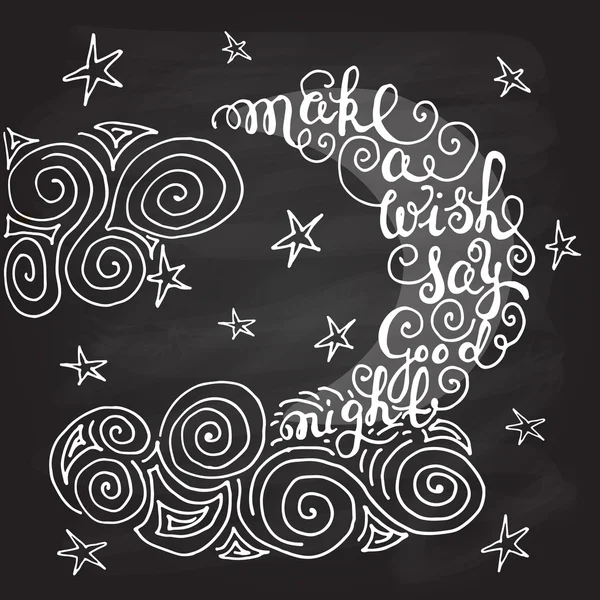 Romantikus idézet "Make a wish jó éjt" — Stock Vector