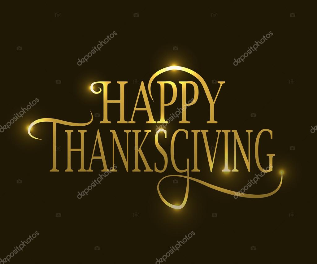 Flat design style Happy Thanksgiving Day golden logotype, badge and icon. Happy Thanksgiving Day logo template. Thanksgiving Day card template. Happy Thanksgiving banner, flyer