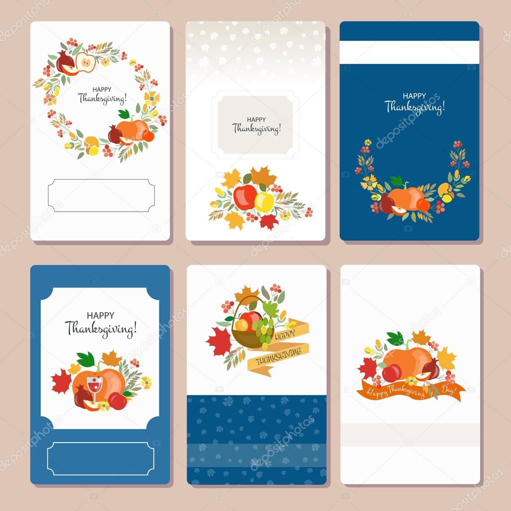 Vector collection of labels and elements for Thanksgiving