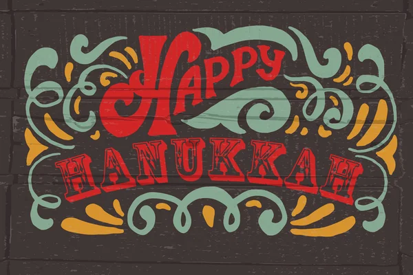 Logotipo de Hanukkah feliz, insignia y tipografía icono — Vector de stock