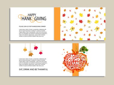 Vector illustration of templates for Thanksgiving dinner