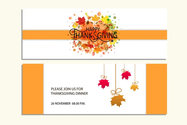 Happy thanksgiving banners with icon, logo/badge — Stok Vektör