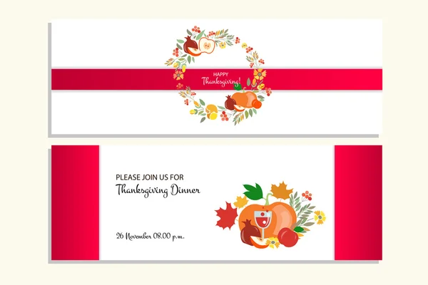 Happy thanksgiving banners with icon, logo/badge — 스톡 벡터