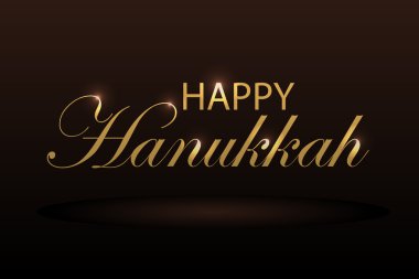 Falt design style Happy Hanukkah logotype, badge and icon typogr