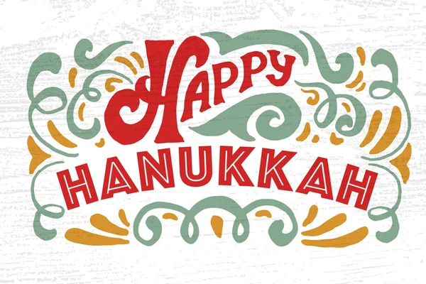 Logotipo de Hanukkah feliz, insignia y tipografía icono — Archivo Imágenes Vectoriales