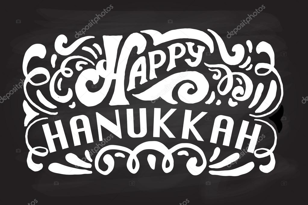 Happy Hanukkah logotype, badge and icon typography