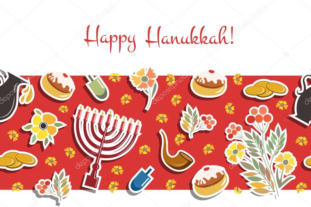 Vector collection of labels and elements for Hanukkah