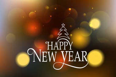 Hand sketched Happy New Year logotype, badge and icon typography