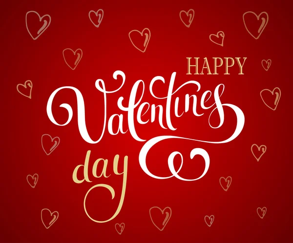Happy Valentines Day handwritten text on blurred background. — Stok Vektör