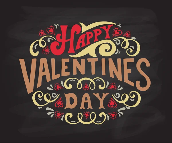 Rukou nakreslil Happy Valentine den text. Den svatého Valentýna typografie — Stockový vektor