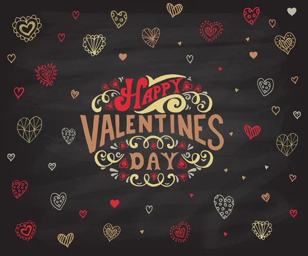 Rukou nakreslil Happy Valentine den text. Den svatého Valentýna typografie — Stockový vektor