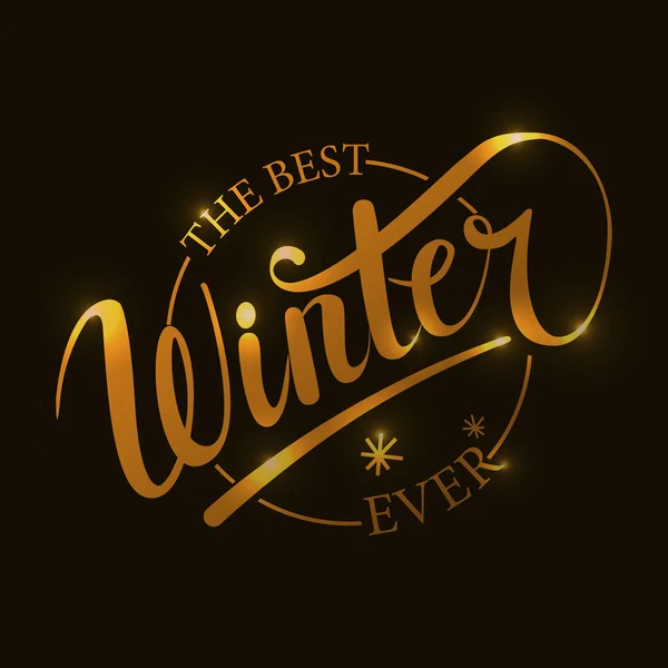 El mejor invierno escrito a mano. Fondo de invierno con copos de nieve . — Vector de stock