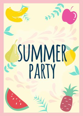 Yaz partisi. Yaz meyvesi posteri.