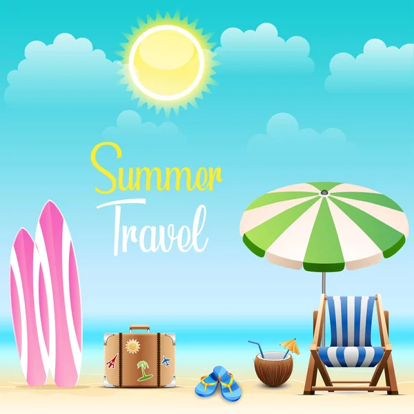 Beautiful Landscape Summer Holidays Vector Design — Stock Vector