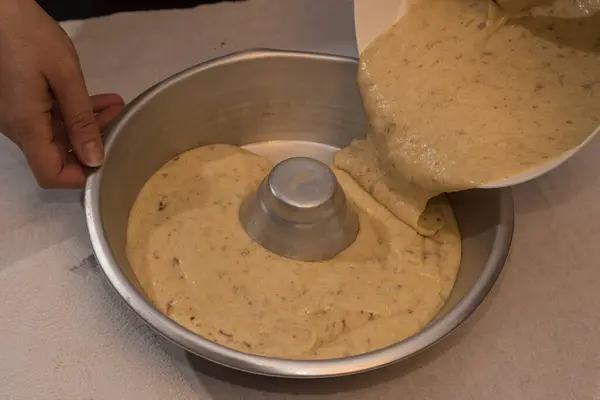 Buğday Unlu Bowin Moscato Asti Pastası Yakından Çekilen Tahta Kaşık — Stok fotoğraf