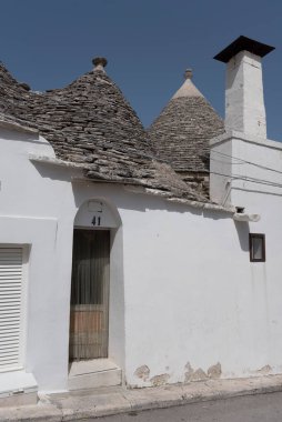 Trullo, Puglia. İtalya. Taş evler. Murgia. Toprağın ve duvarların detayları..