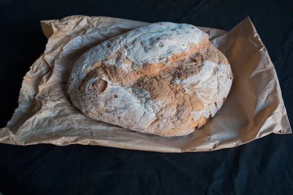 Italian Bread Baked Wood Oven Full Flour Still Hot Close — Stock Photo, Image