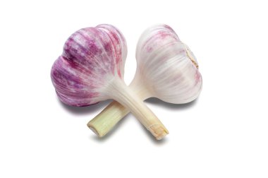 Sarımsak ampulü beyaz arkaplanda izole edildi