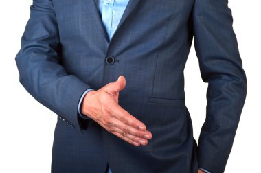 İş adamı izole titremeye el genişletme