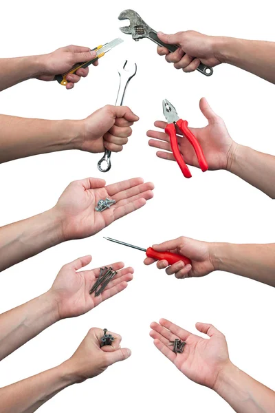 Farklı araçları holding birçok eller