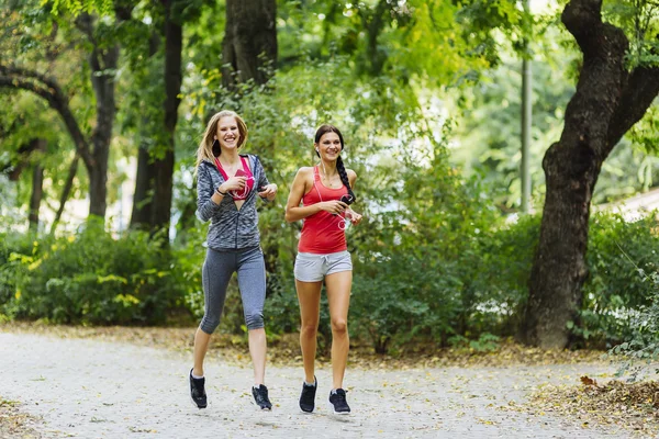 Athletic women jogging in nature — Stock Photo, Image