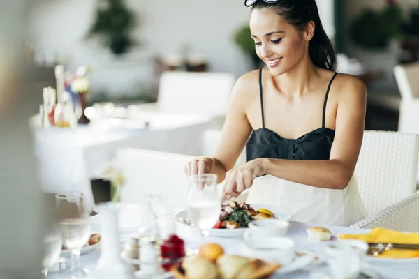 Stunning lady having lunch — Stock Photo, Image