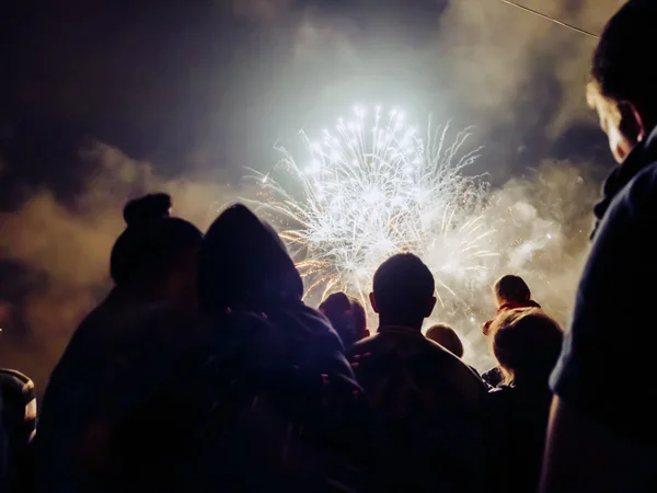 Folle wathcing fuochi d'artificio — Foto Stock