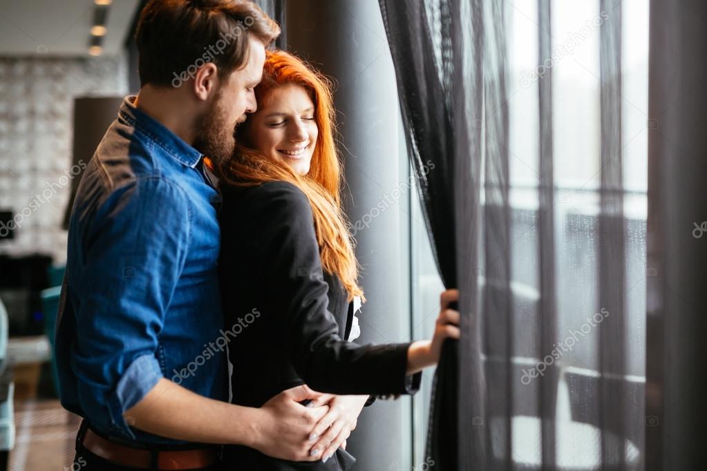 Husband hugging wife in the morning — Stock Photo © nd3000 ...