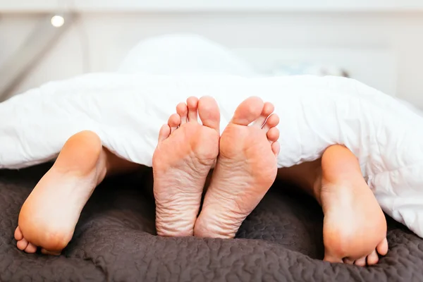 Couple having sex under blanket — Stock Photo, Image