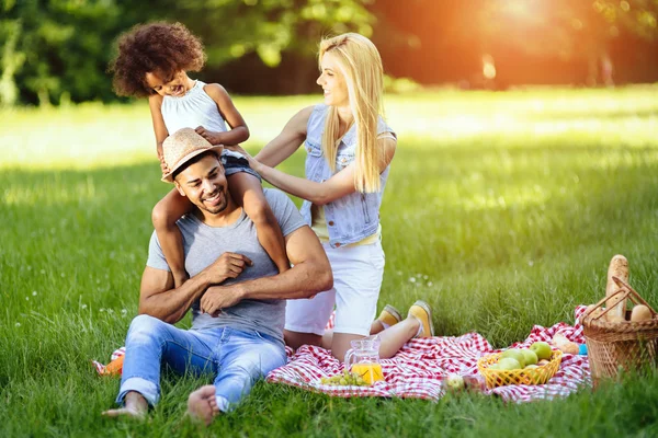 Veselý šťastný rodinný piknik — Stock fotografie