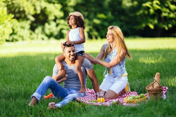 Veselý šťastný rodinný piknik — Stock fotografie