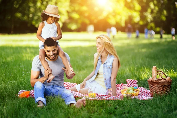 Alegre família feliz piquenique — Fotografia de Stock