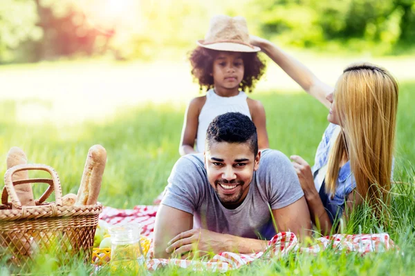 Familjen njuter av picknick utflykt — Stockfoto
