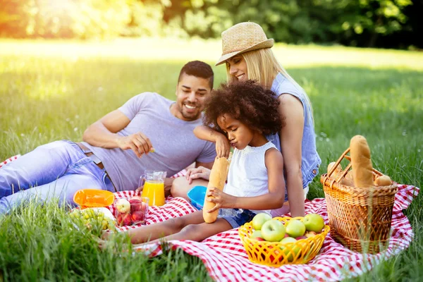 Familie genießt Picknick-Ausflug — Stockfoto