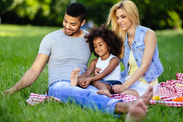 Familjen picknick utomhus — Stockfoto
