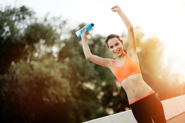 Sportswoman finished training — Stock Photo, Image