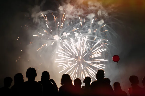 Crowd watching foreworks — Stock Photo, Image