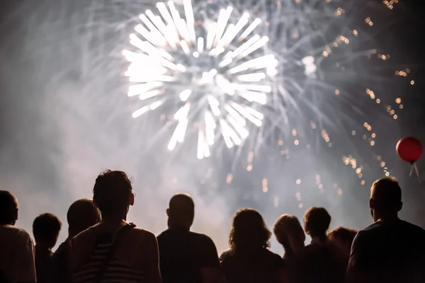 Crowd watching foreworks — Stock Photo, Image