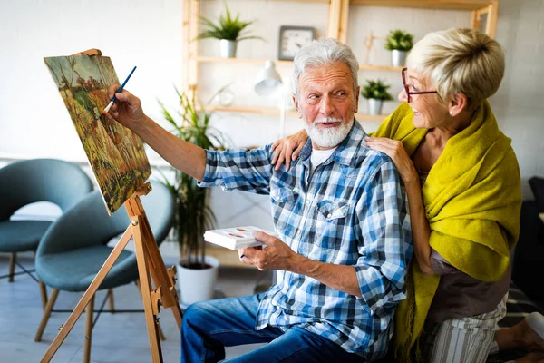 Liebe Lebt Für Immer Seniorenpaar Hause Schöner Alter Mann Und — Stockfoto