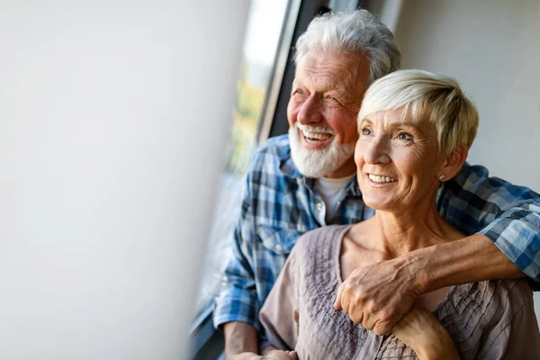 Mature Couple Love Senior Husband Wife Hugging Bonding True Emotions — Stock Photo, Image