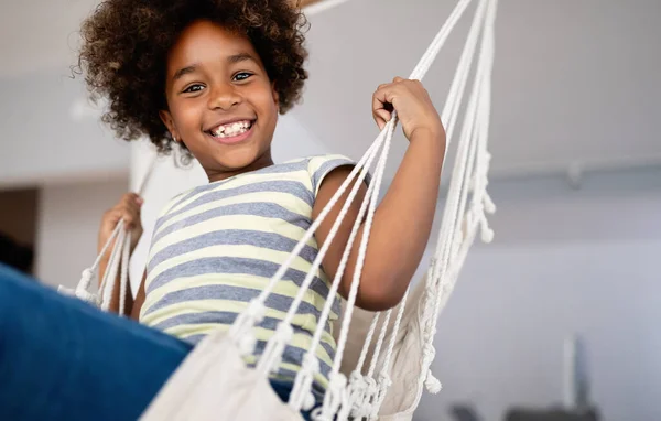 Happy Playful Preschool Child Girl Having Fun Home Kindergarten — Stock Photo, Image