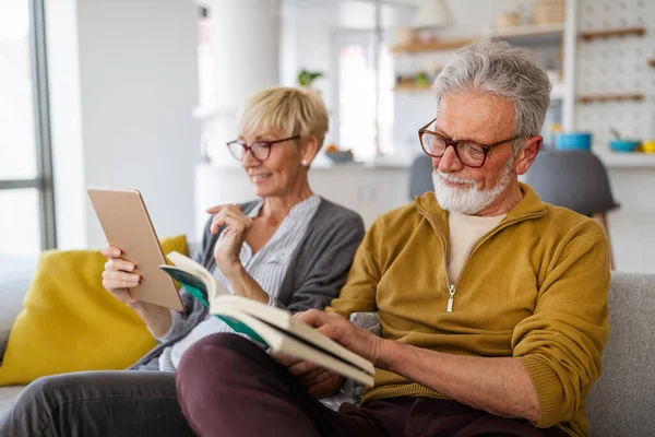 Cheerful Happy Senior Couple Enjoying Retired Life Home — Stock Photo, Image