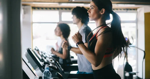 Kelompok Orang Orang Muda Yang Fit Gym Berolahraga — Stok Foto