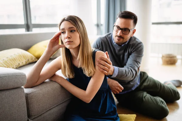 Family Problem Quarell People Concept Unhappy Couple Having Argument Home — Stock Photo, Image